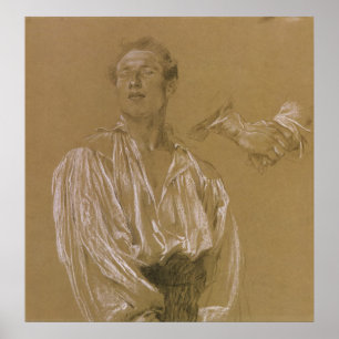 Portrait study of a man in a white shirt poster