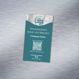 Portrait Teal White Life Coach Company Magnetic Business Card