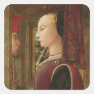 Portrait Woman Man Casement Filippo Lippi painting Square Sticker