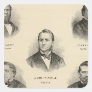 Portraits Governors of Wisconsin Louis P Harvey Square Sticker