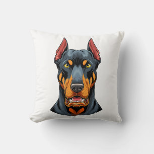 Portraits of a head Doberman dog front view Cushion