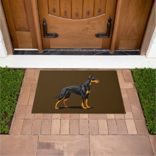 Portraits of a head Doberman dog front view Doormat