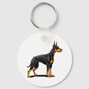 Portraits of a head Doberman dog front view Key Ring