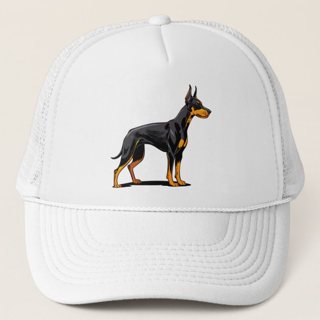 Portraits of a head Doberman dog front view Trucker Hat (Front)