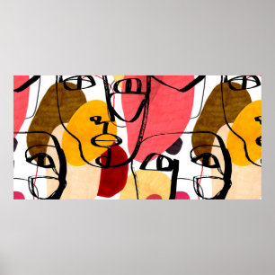 Portraits of a woman in modern abstract style. Han Poster