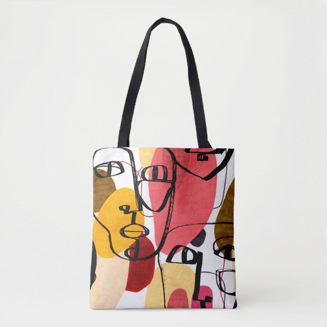 Portraits of a woman in modern abstract style. Han Tote Bag (Front)