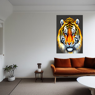 Portraits of Siberian tiger AI Art Poster