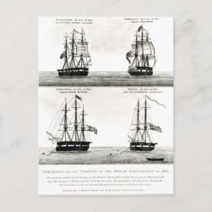 Portraits of the vessels on the Polar Expedition Postcard