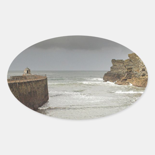 Portreath harbour oval sticker (Front)