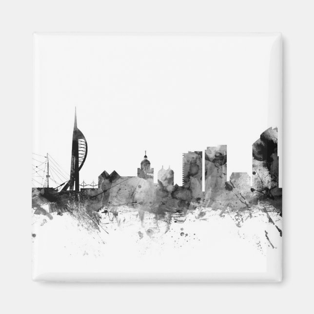 Portsmouth England Skyline Magnet (Front)