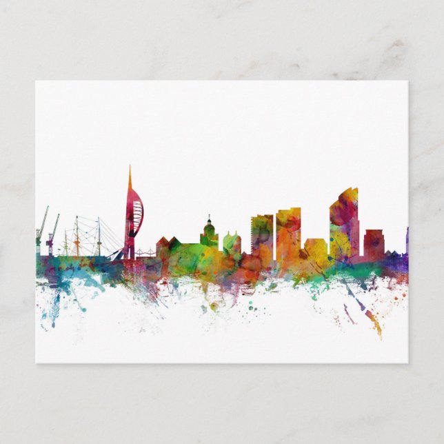 Portsmouth England Skyline Postcard (Front)