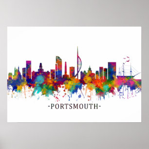 Portsmouth England Skyline Poster