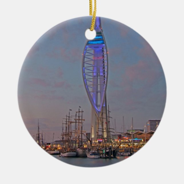 Portsmouth, Hampshire, England Ceramic Tree Decoration (Front)