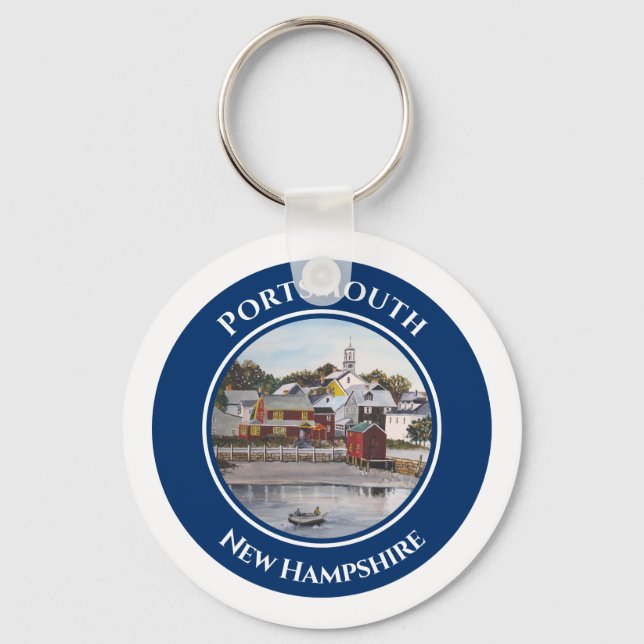Portsmouth Harbour New Hampshire Painting Key Ring (Front)
