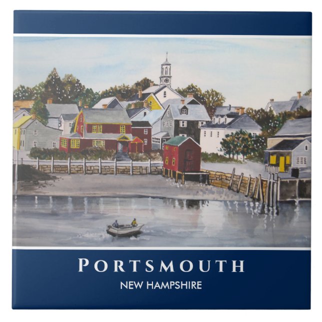 Portsmouth Harbour New Hampshire USA Painting Tile (Front)