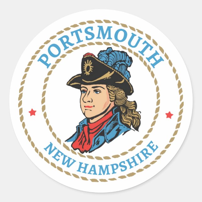 Portsmouth New Hampshire Colonial Classic Round Sticker (Front)