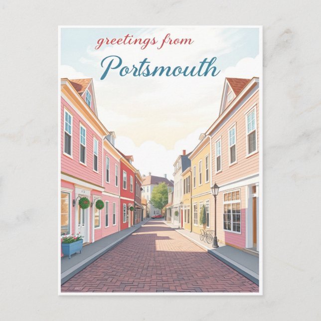 Portsmouth, New Hampshire – Colonial Streets Postcard (Front)