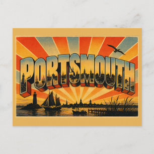 Portsmouth New Hampshire Harbour Ocean Bluffs Art Postcard