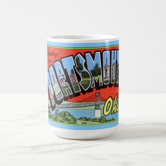 Portsmouth Ohio Large Letter Greetings Coffee Mug (Center)