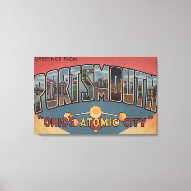 Portsmouth, Ohio - Large Letter Scenes Canvas Print (Front)