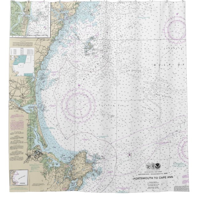 Portsmouth to Cape Ann Nautical Chart 13278 Shower Curtain (Front)
