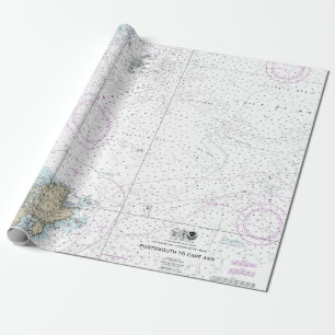 Portsmouth to Cape Ann Nautical Chart 13278 Wrapping Paper