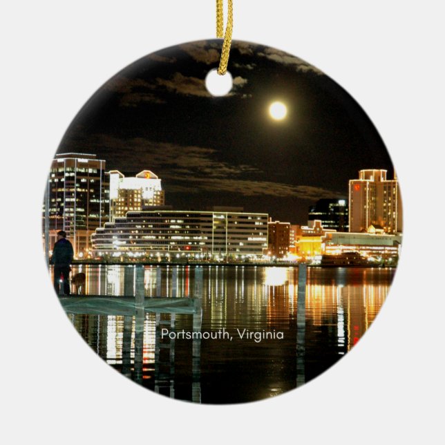 Portsmouth, Virginia cityscape photograph Ceramic Tree Decoration (Front)