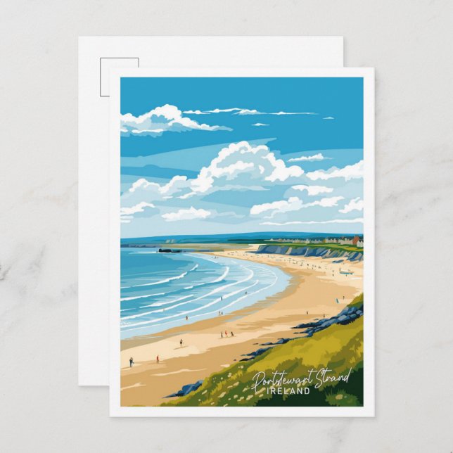 Portstewart Strand Ireland Travel illustration Postcard (Front/Back)