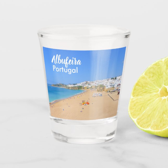 Portugal Albufeira Beach in the Algarve Souvenir Shot Glass (Front)