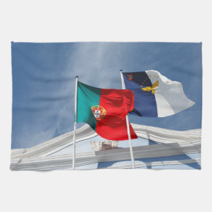 Portugal and Azores flags Tea Towel
