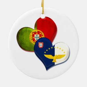 Portugal and Azores hearts Ceramic Tree Decoration
