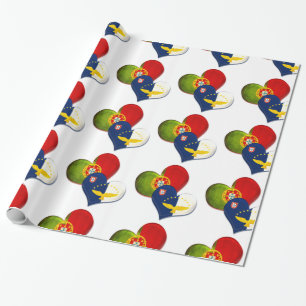 Portugal and Azores hearts Wrapping Paper