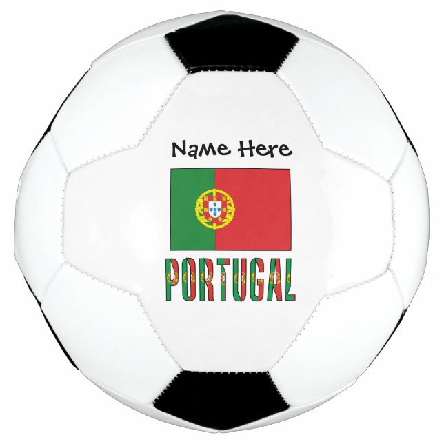 Portugal and Portuguese Flag with Your Name Soccer Football (Front)