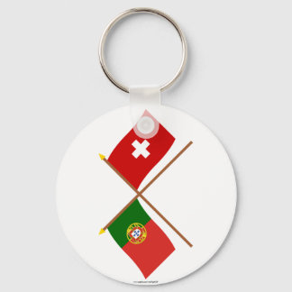 Portugal and Switzerland Crossed Flags Key Ring