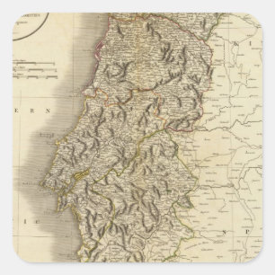 Portugal Atlas Map Square Sticker