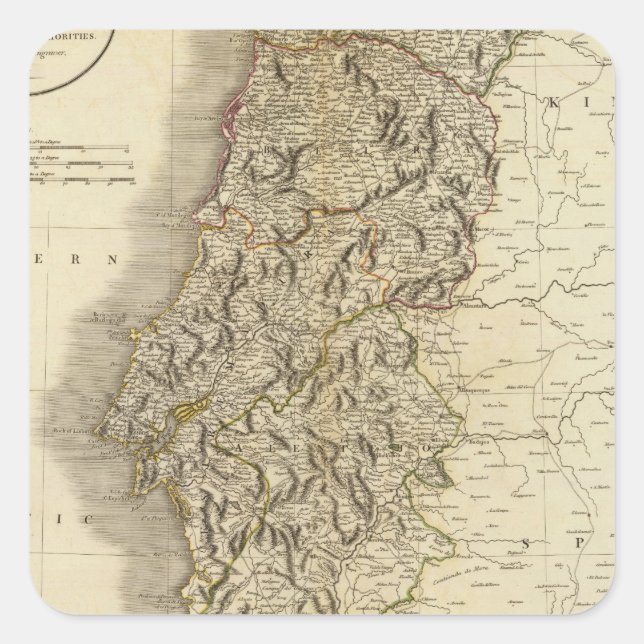 Portugal Atlas Map Square Sticker (Front)