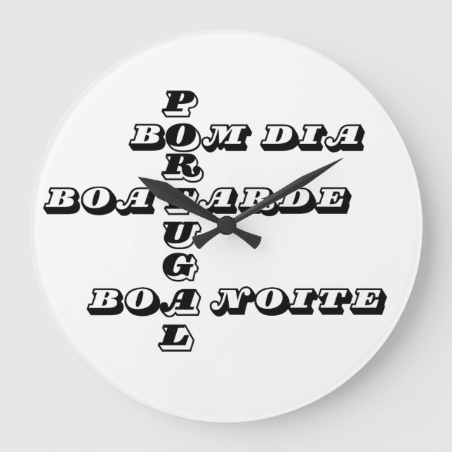 Portugal Bom Dia Boa Tarde Boa Noite Large Clock (Front)