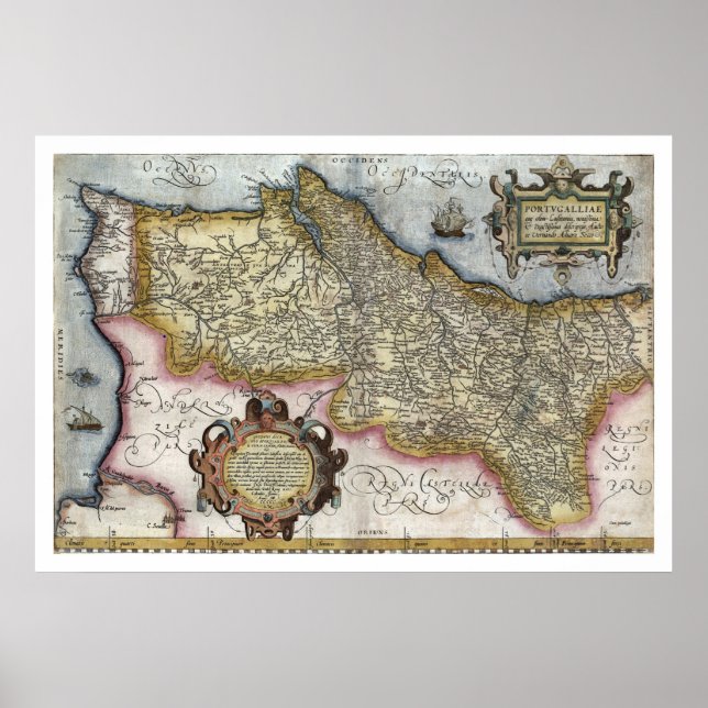 Portugal by Ortelius Map 1579 Poster (Front)