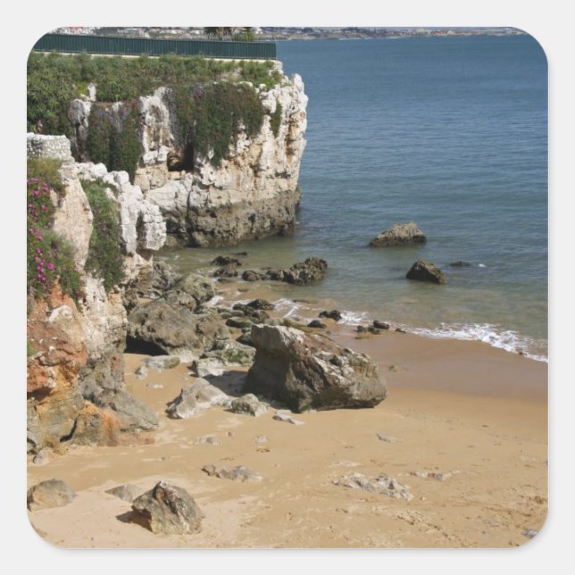 Portugal, Cascais. Praia da Rainha, a beach in Square Sticker (Front)