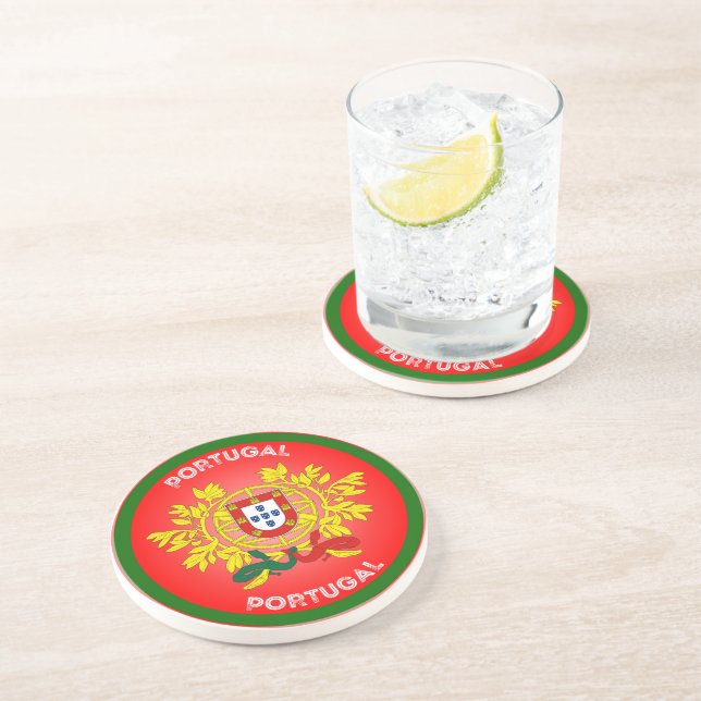 Portugal Coat of Arms Circle Shape  Coaster (Side)