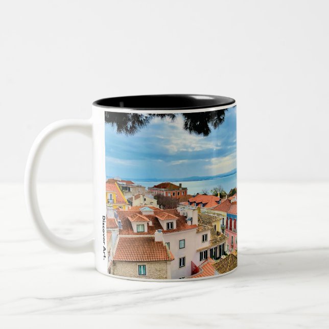 Portugal Coffee Mug, Lisbon Photograph,    Two-Tone Coffee Mug (Left)