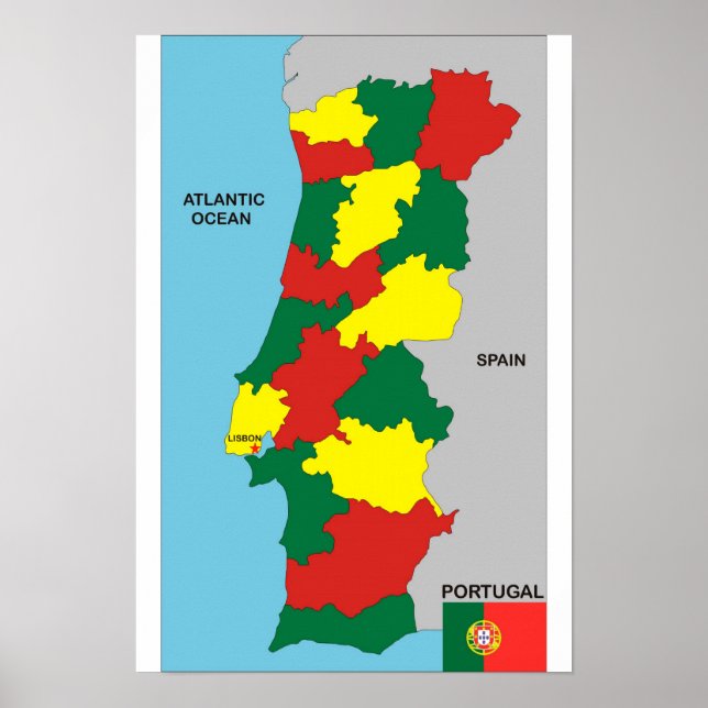 portugal country political map flag poster (Front)