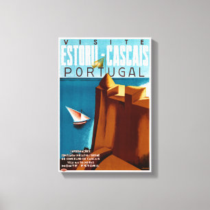 Portugal Estoril Vintage Travel Poster Restored Canvas Print