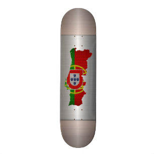 Portugal Flag and Map Steel Metal Hole Skateboard