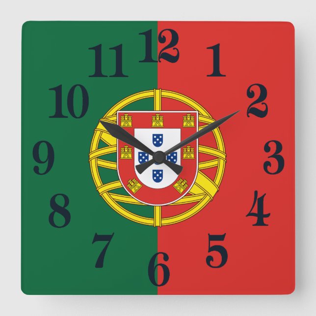 Portugal flag Bandeira De Portugal Square Wall Clock (Front)