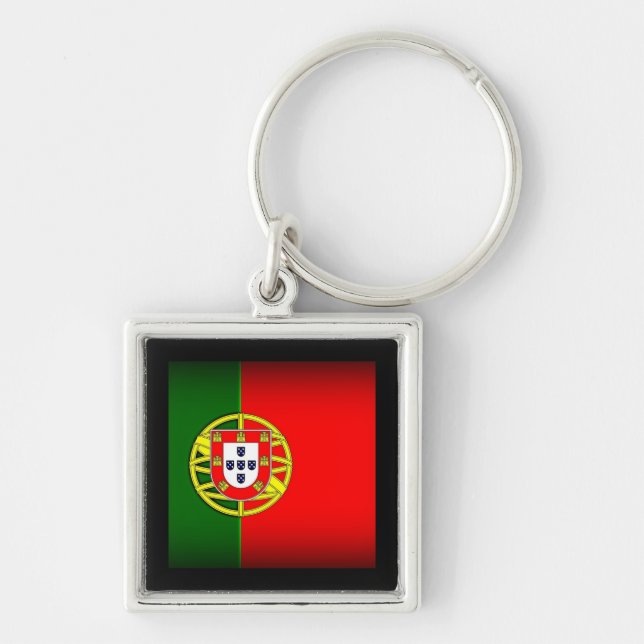 Portugal Flag Black Edge Key Ring (Front)