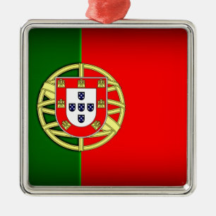 Portugal Flag Black Edge Metal Tree Decoration