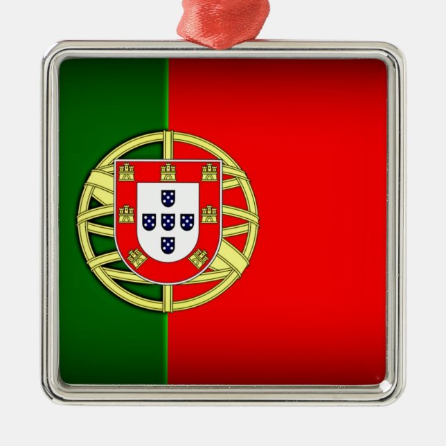 Portugal Flag Black Edge Metal Tree Decoration (Front)