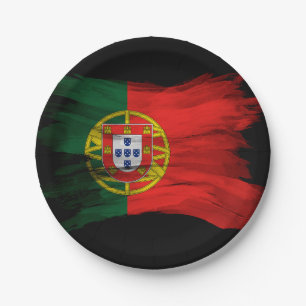 Portugal flag brush stroke, national flag paper plate