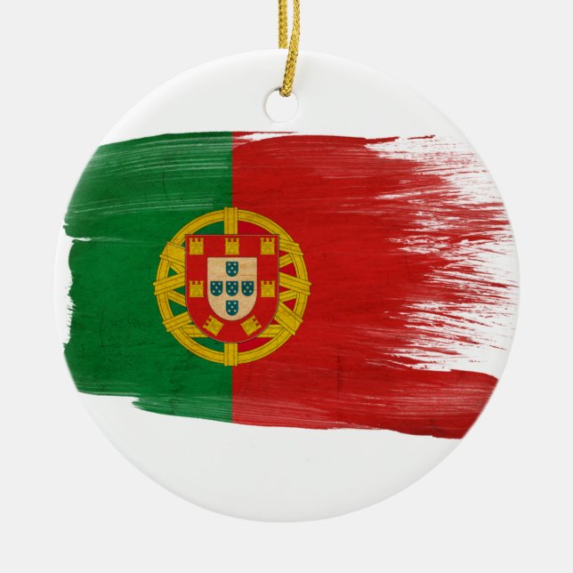 Portugal Flag Ceramic Tree Decoration (Front)